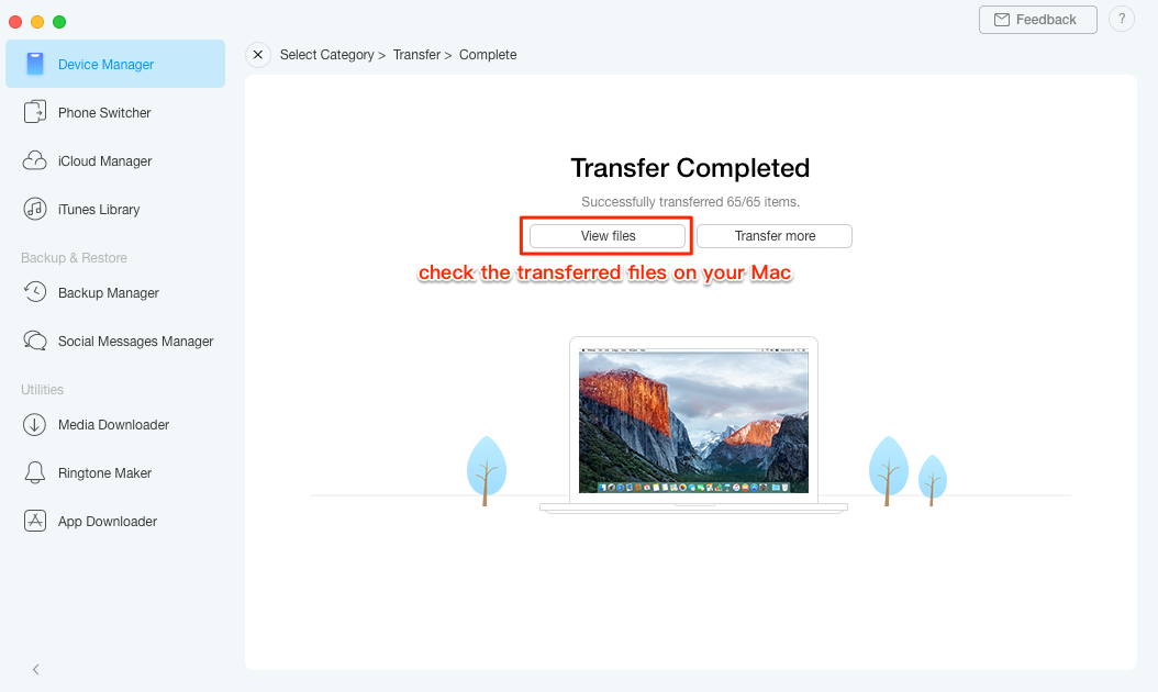 Transfer from iphone to mac